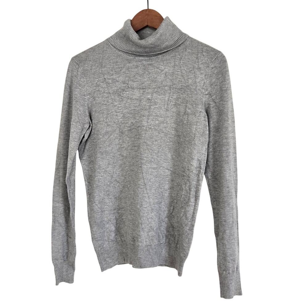 Light Academia Earthy Minimalist Coquette Gray Turtleneck Classic Knit Sweater S